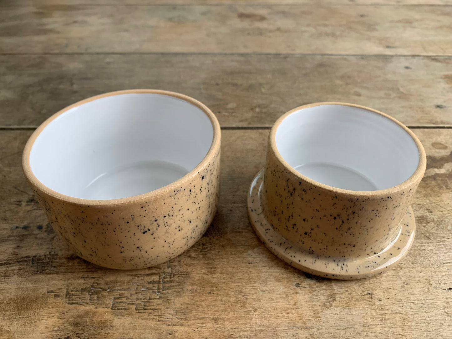 Ceramic French Butter Keeper – Speckled Glaze, Family Size