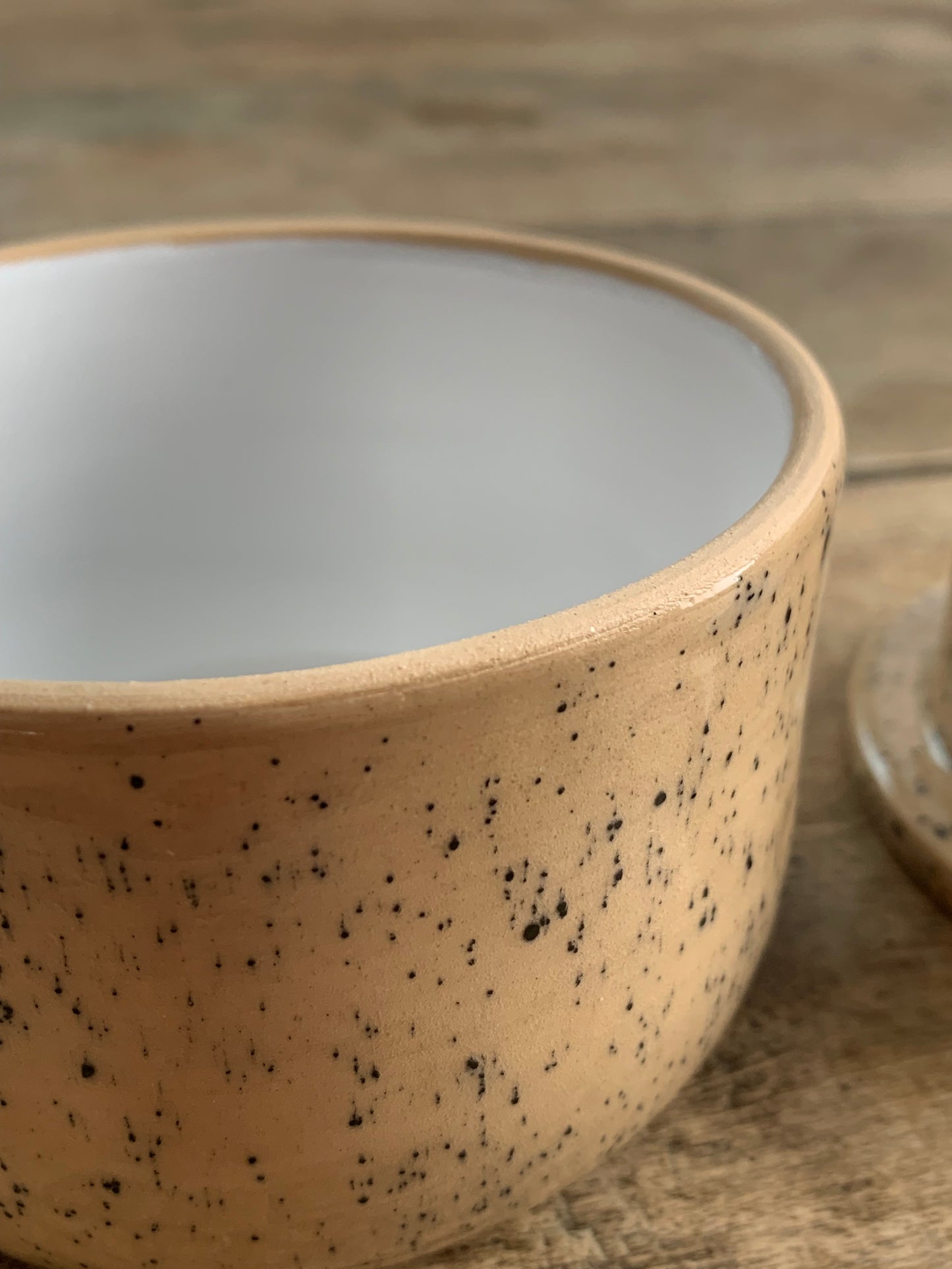 Ceramic French Butter Keeper – Speckled Glaze, Family Size