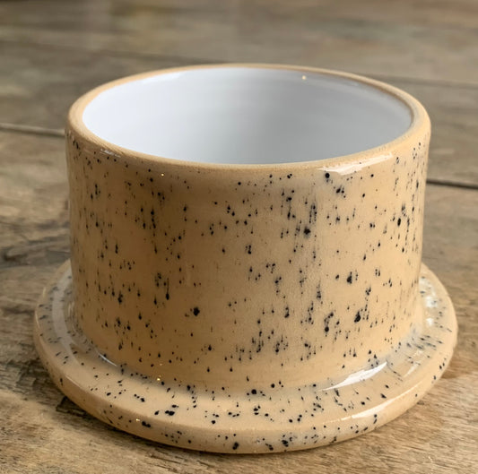 Ceramic French Butter Keeper – Speckled Glaze, Family Size