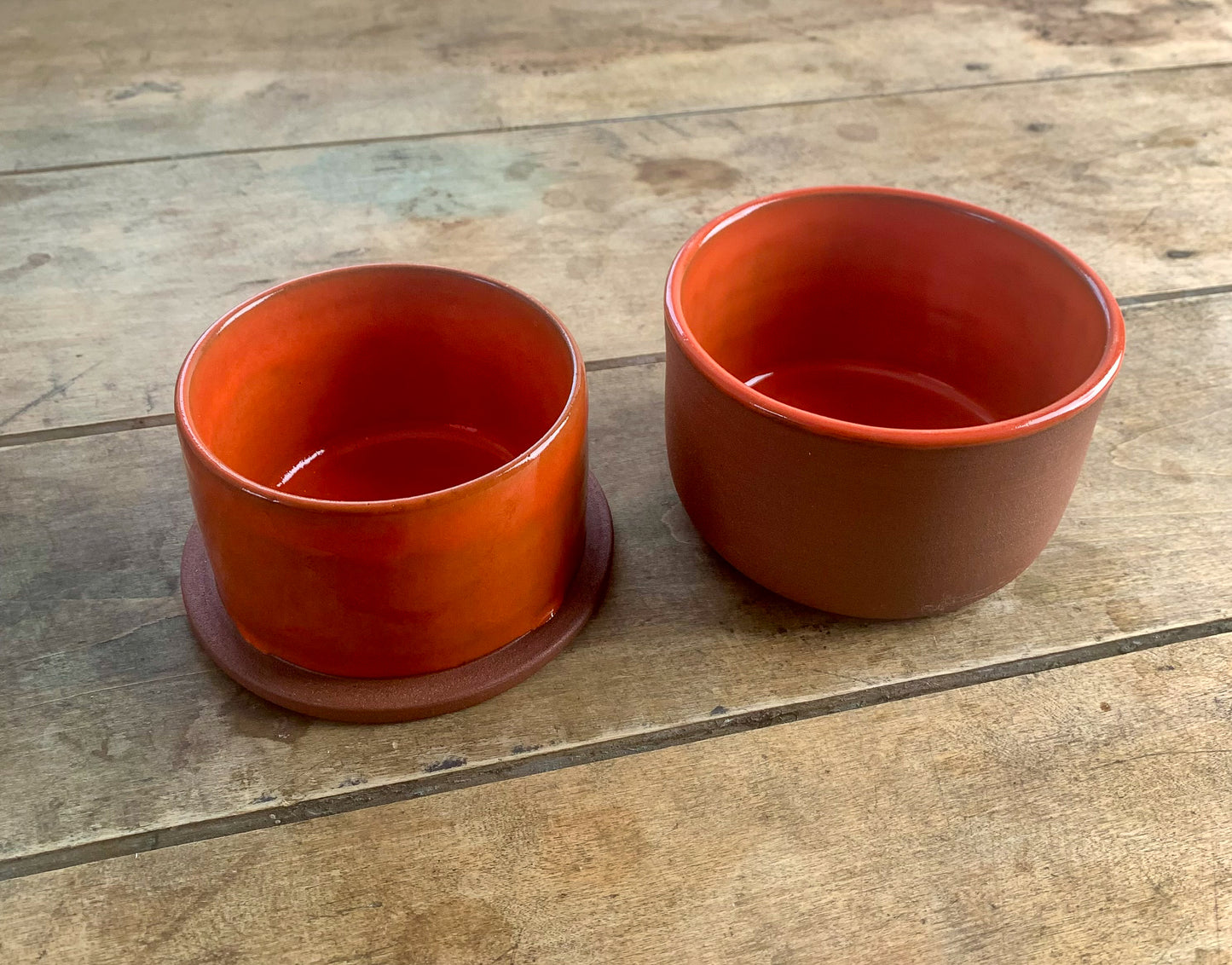 Ceramic French Butter Keeper – Terracotta Clay, Carrot Glaze, Family Size