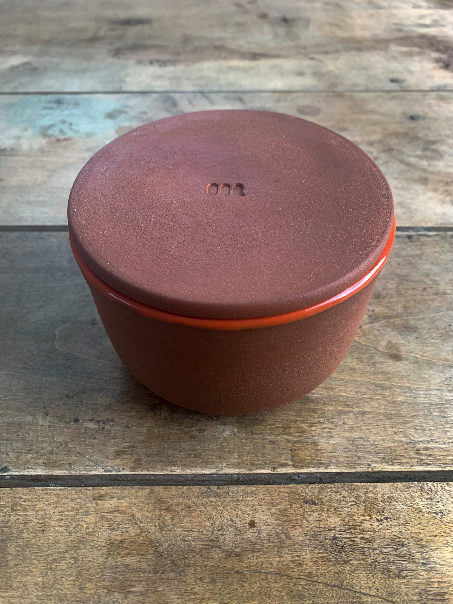 Ceramic French Butter Keeper – Terracotta Clay, Carrot Glaze, Family Size