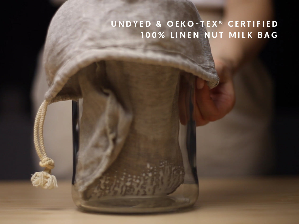 The Process of Making Homemade Oat Milk With the Help of Mildlee Linen Nut Milk Bag.